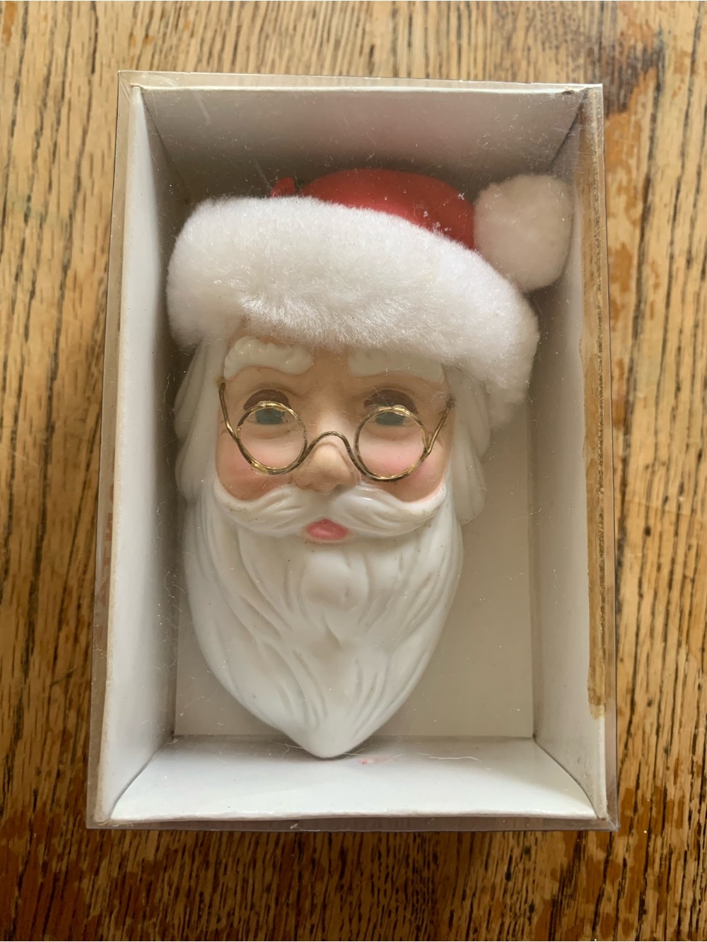 Vintage 1988 Christmas Santa with Glasses Ornament Kurt S. Adler 3D Ceramic Fur